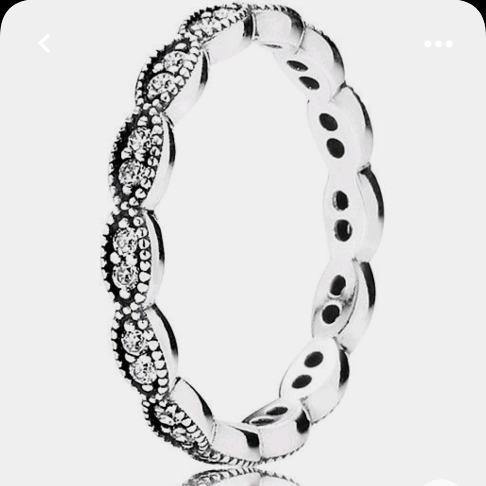 PANDORA sparkling leaves band ring - Picture 2 of 6